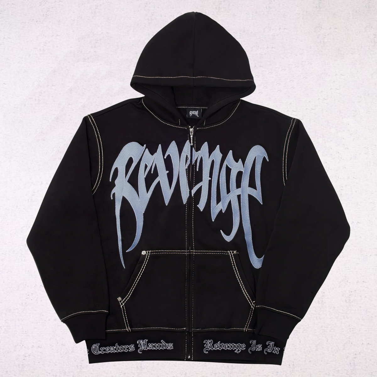 Revenge Contrast Embroidered Zip Hoodie - Image 3