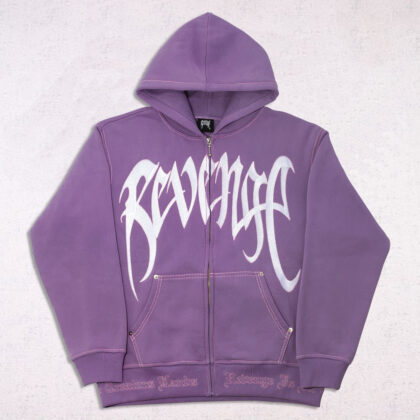 Revenge Contrast Embroidered Zip Hoodie